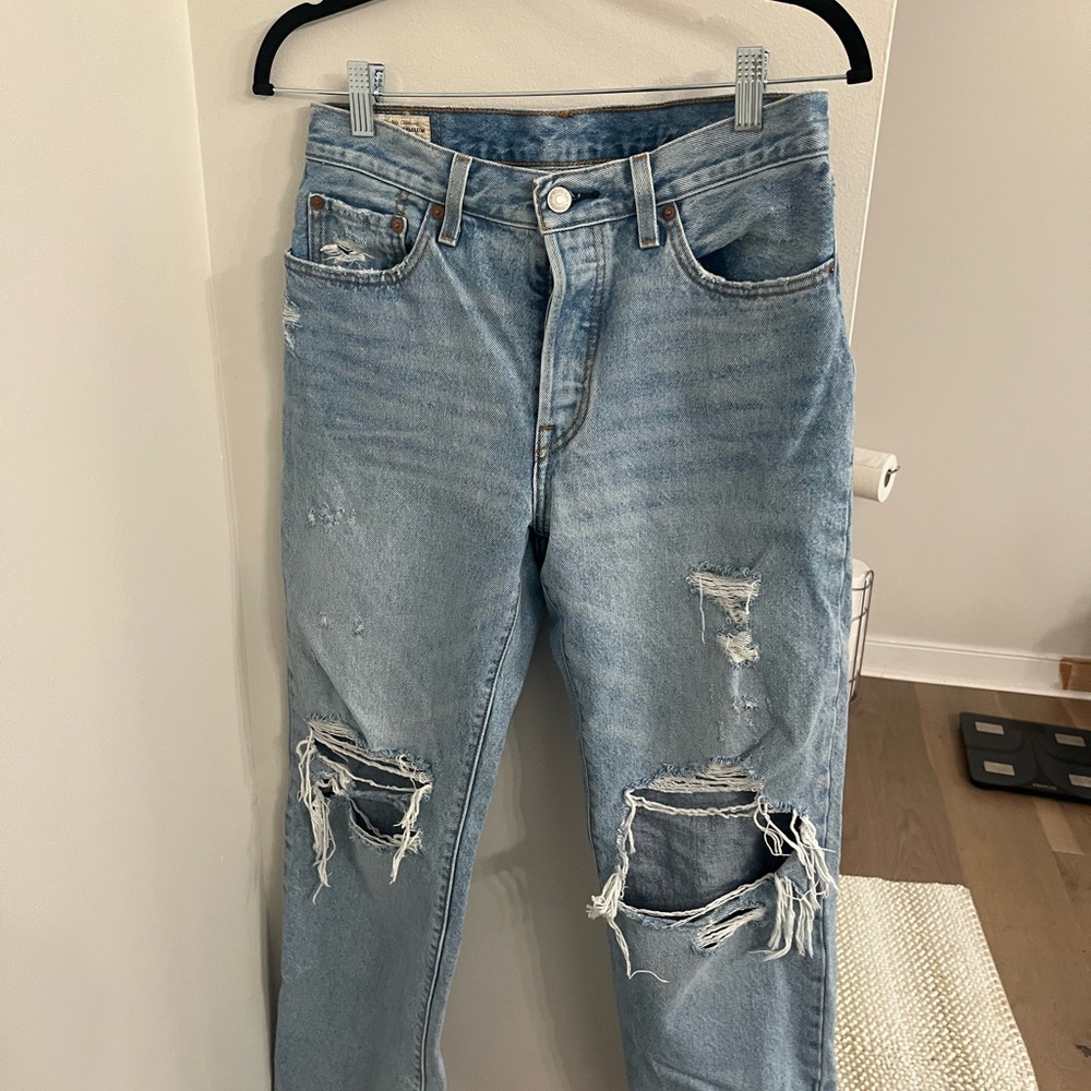 Levi's Light Blue Distressed Boyfriend Jeans